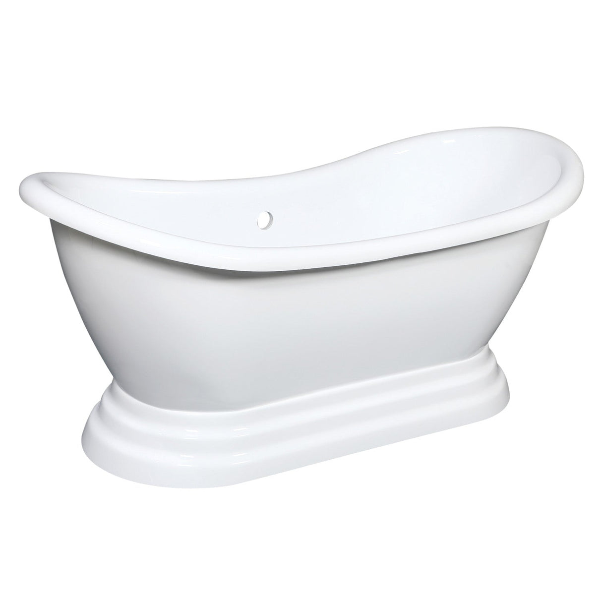 Aqua Eden VTPDS602827 60-Inch Acrylic Double Slipper Pedestal Tub (No Faucet Drillings), Glossy White