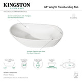 Aqua Eden VTRS632927 63-Inch Acrylic Single Slipper Freestanding Tub with Drain, White