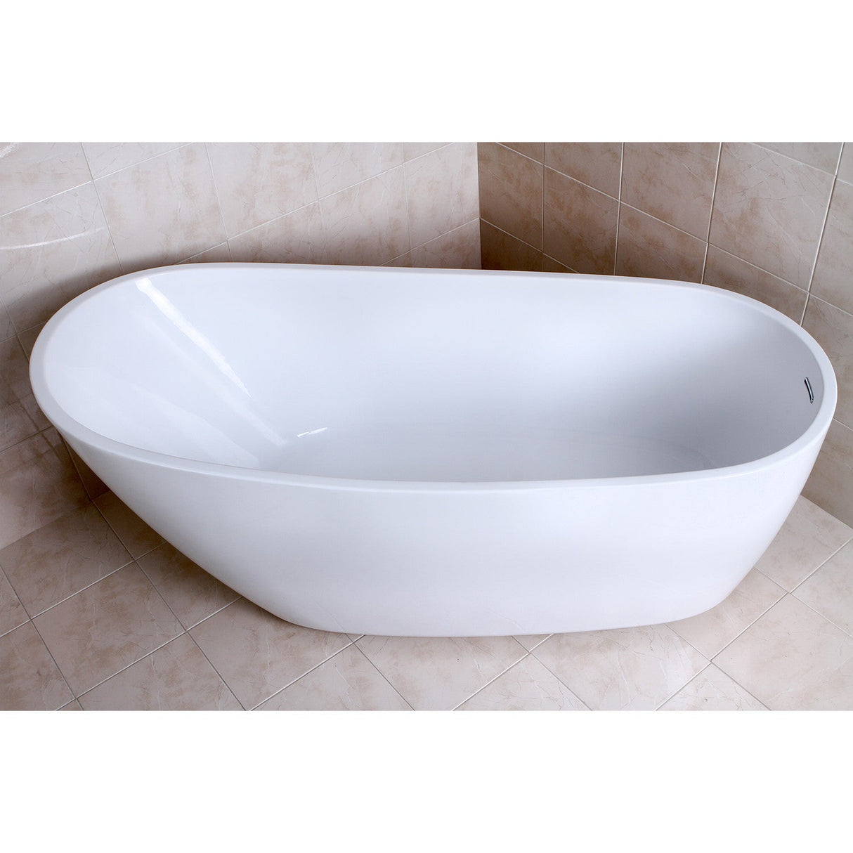 Aqua Eden VTRS683128 68-Inch Acrylic Single Slipper Freestanding Tub with Drain, White