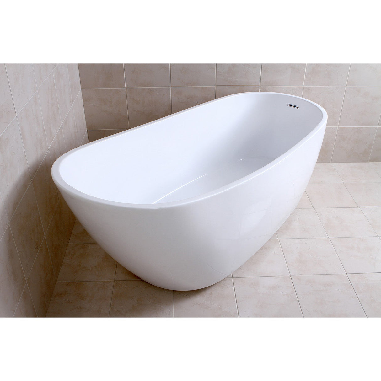 Aqua Eden VTRS683128 68-Inch Acrylic Single Slipper Freestanding Tub with Drain, White