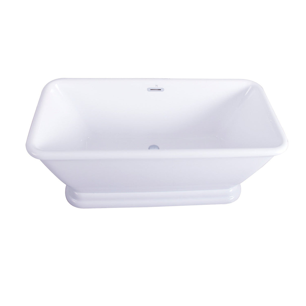 Aqua Eden VTSQ602824 60-Inch Acrylic Double Ended Pedestal Tub with Square Overflow and Pop-Up Drain, White