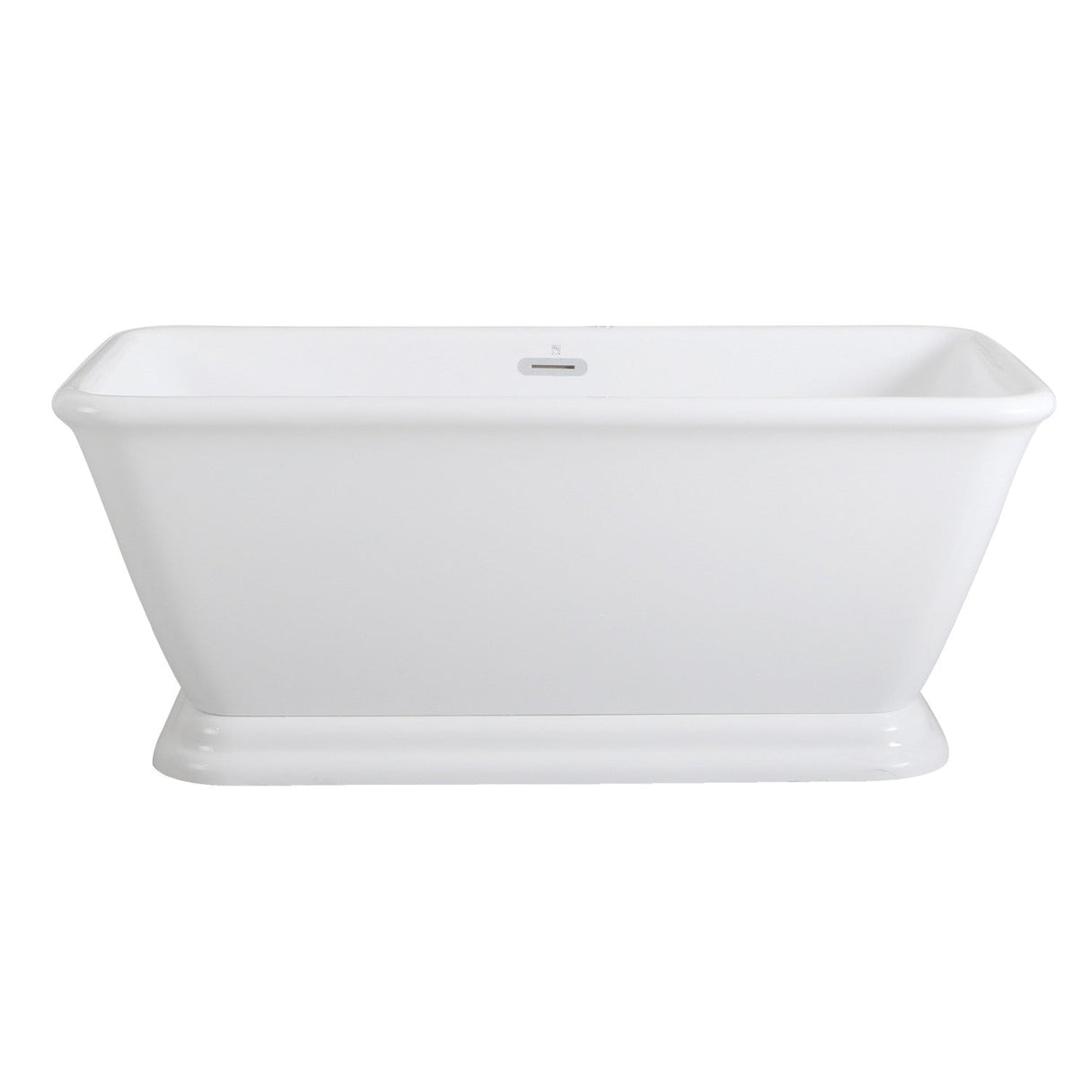 Aqua Eden VTSQ602824 60-Inch Acrylic Double Ended Pedestal Tub with Square Overflow and Pop-Up Drain, White