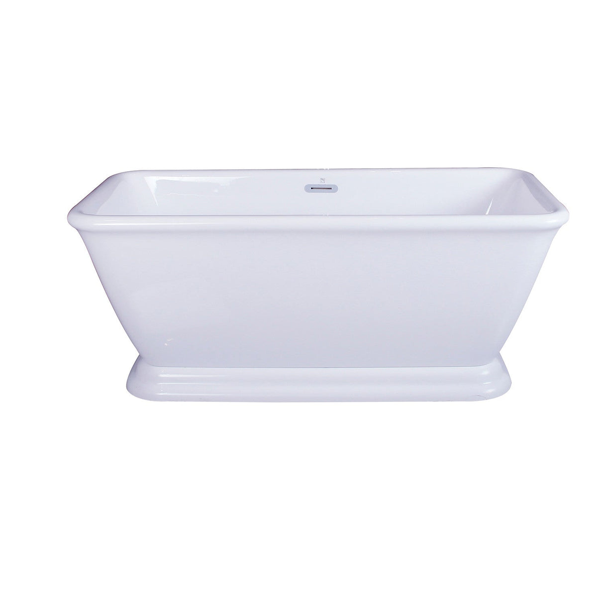 Aqua Eden VTSQ663124 66-Inch Acrylic Double Ended Pedestal Tub with Square Overflow and Pop-Up Drain, White