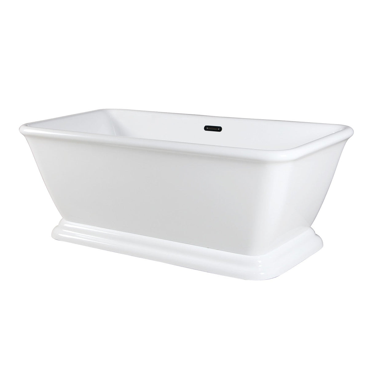 Aqua Eden VTSQ713224 71-Inch Acrylic Rectangular Pedestal Bathtub with Drain, Glossy White