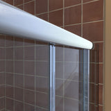 DreamLine Visions 34 in. D x 60 in. W x 74 3/4 in. H Sliding Shower Door in Brushed Nickel with Right Drain Biscuit Shower Base