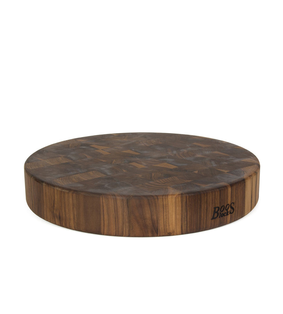 John Boos WAL-CCB183-R Block Classic Collection Walnut Wood End Grain Round Chopping Block, 18 Inches x 3 18DIAX3 WAL-END GR-NON REV-CHOP BL