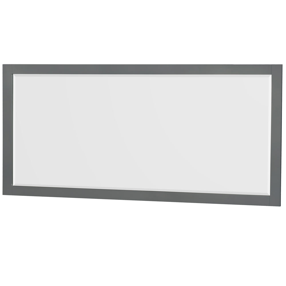 Sheffield 72 Inch Double Bathroom Vanity in Dark Gray White Carrara Marble Countertop Undermount Square Sinks and 70 Inch Mirror