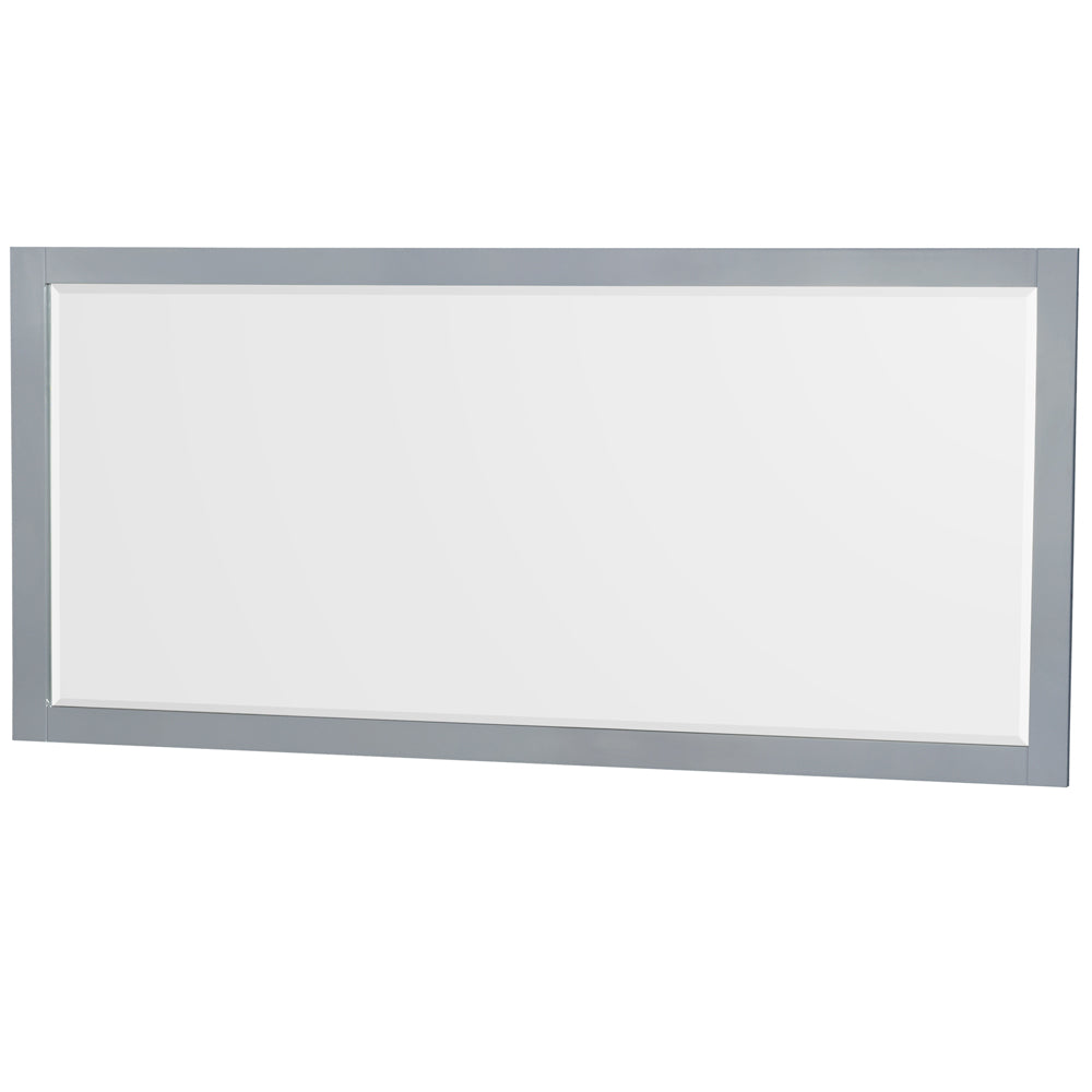 Sheffield 72 Inch Double Bathroom Vanity in Gray White Cultured Marble Countertop Undermount Square Sinks 70 Inch Mirror