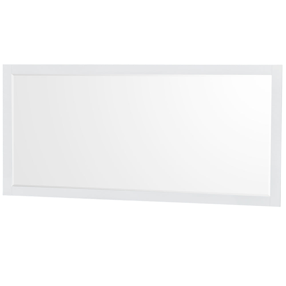 Sheffield 80 Inch Double Bathroom Vanity in White White Cultured Marble Countertop Undermount Square Sinks 70 Inch Mirror