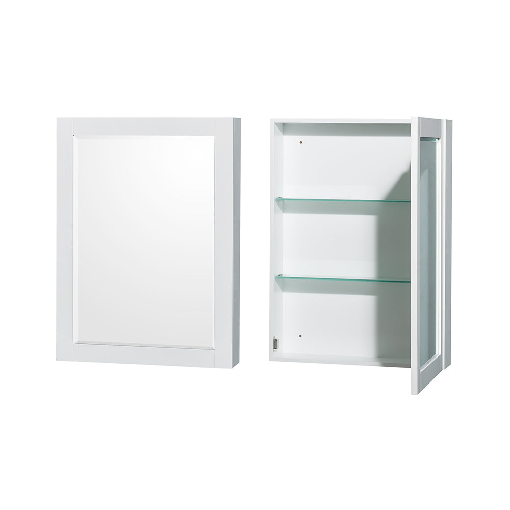 Sheffield 30 Inch Single Bathroom Vanity in White White Carrara Marble Countertop Undermount Oval Sink and Medicine Cabinet