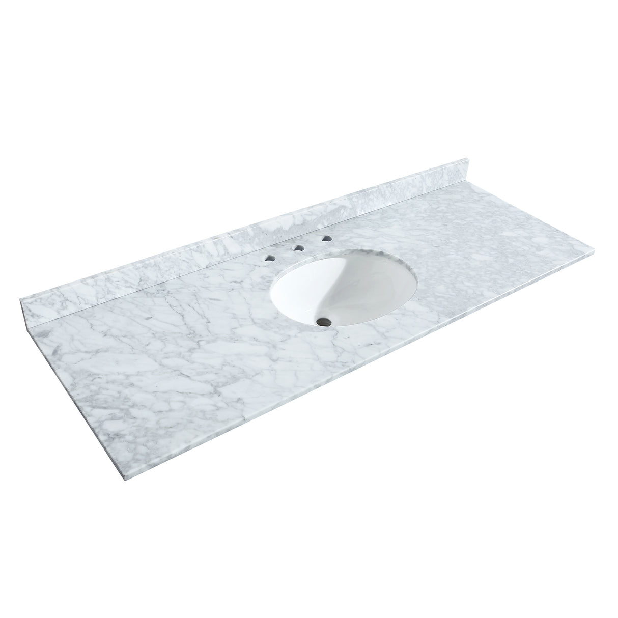 Deborah 60 Inch Single Bathroom Vanity in White White Carrara Marble Countertop Undermount Oval Sink Brushed Gold Trim No Mirror