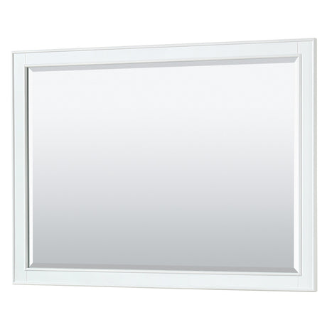 Deborah 48 Inch Single Bathroom Vanity in White No Countertop No Sink Brushed Gold Trim 46 Inch Mirror