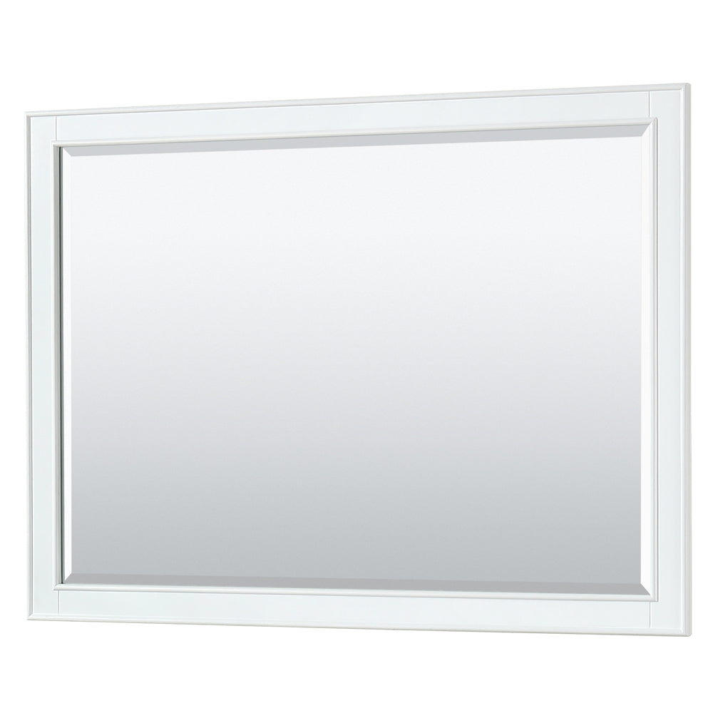 Deborah 48 Inch Single Bathroom Vanity in White No Countertop No Sink Brushed Gold Trim 46 Inch Mirror