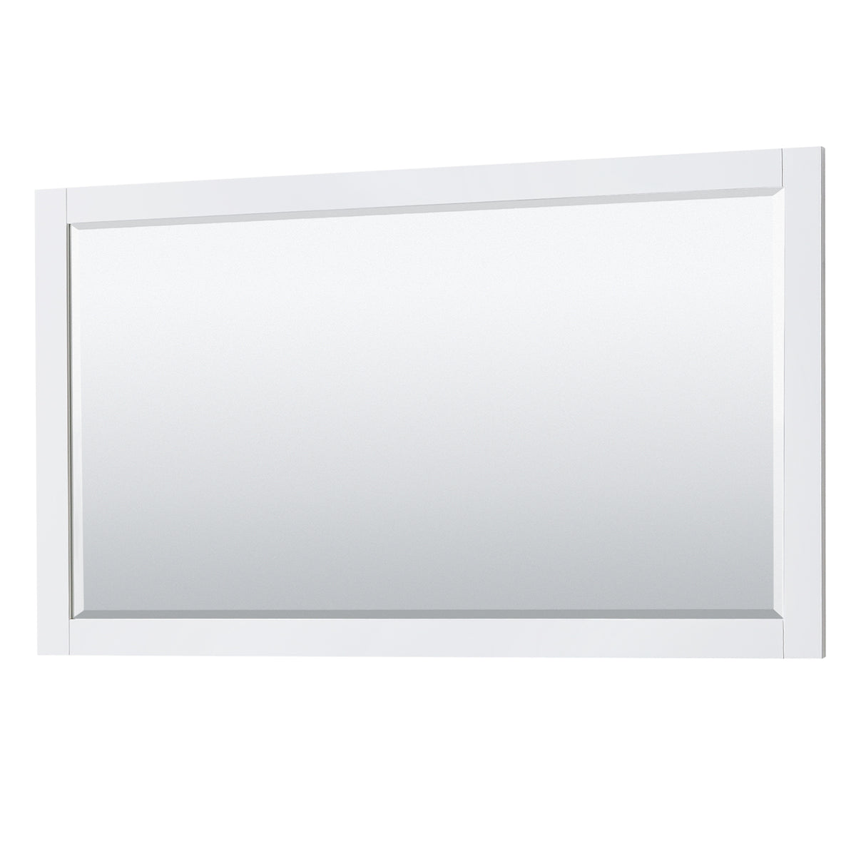 Avery 60 Inch Double Bathroom Vanity in White No Countertop No Sinks Matte Black Trim 58 Inch Mirror