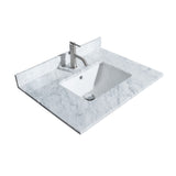 Daria 30 Inch Single Bathroom Vanity in Dark Blue White Carrara Marble Countertop Undermount Square Sink Matte Black Trim 24 Inch Mirror