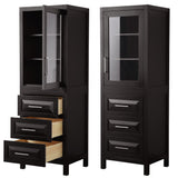 Daria Linen Tower in Dark Espresso with Shelved Cabinet Storage and 3 Drawers