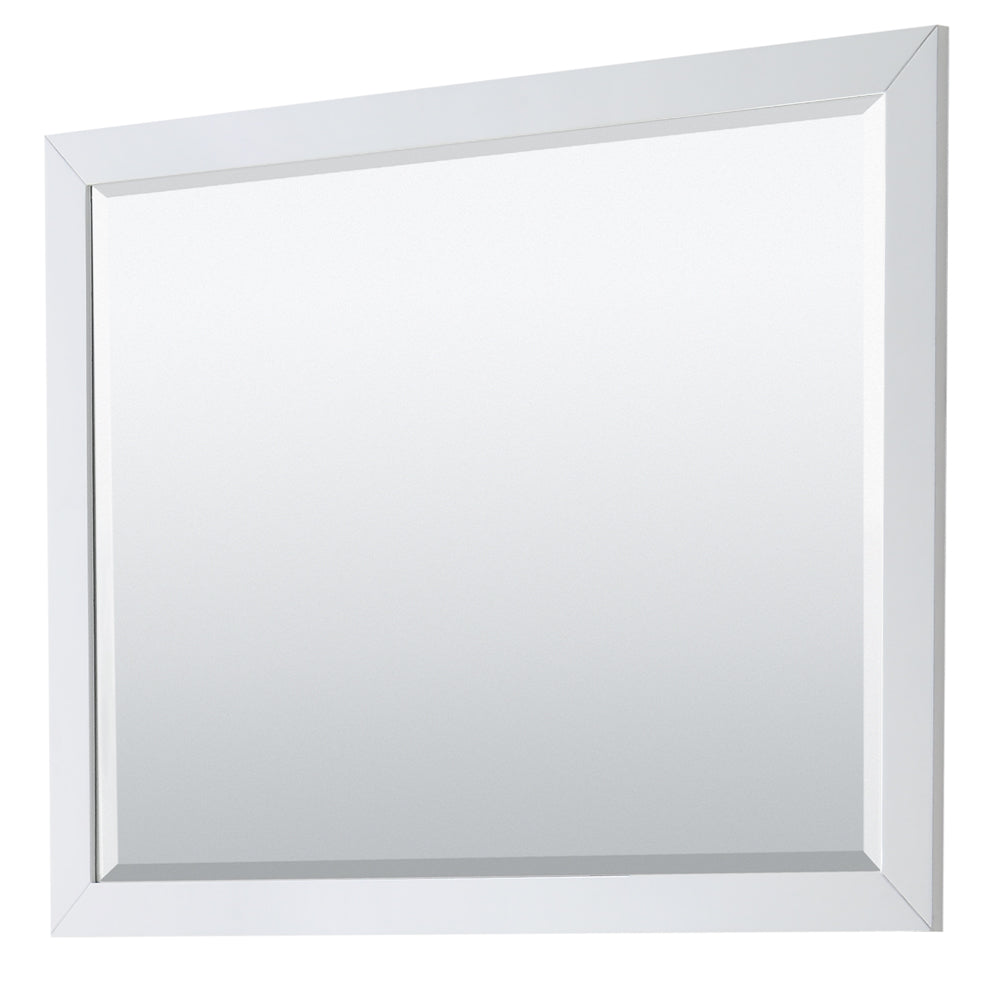 Daria 48 Inch Single Bathroom Vanity in White Carrara Cultured Marble Countertop Undermount Square Sink 46 Inch Mirror