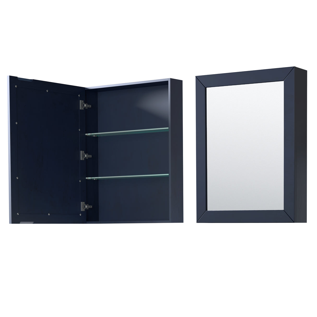 Daria 72 Inch Double Bathroom Vanity in Dark Blue White Cultured Marble Countertop Undermount Square Sinks Matte Black Trim Medicine Cabinets