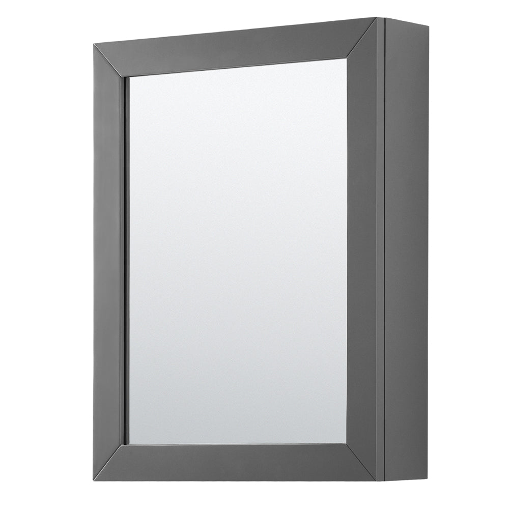Daria 30 Inch Single Bathroom Vanity in Dark Gray White Cultured Marble Countertop Undermount Square Sink Medicine Cabinet