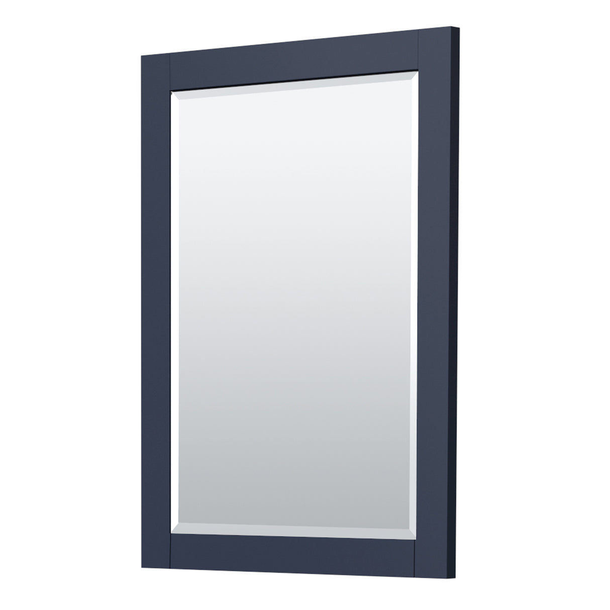 Miranda 30 Inch Single Bathroom Vanity in Dark Blue White Carrara Marble Countertop Undermount Square Sink Brushed Nickel Trim 24 Inch Mirror