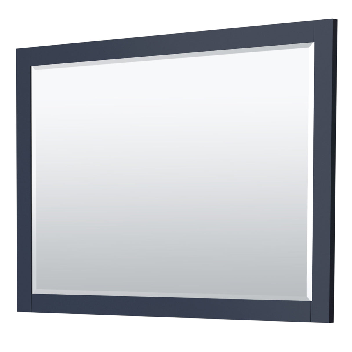 Miranda 54 Inch Single Bathroom Vanity in Dark Blue White Carrara Marble Countertop Undermount Square Sink Brushed Nickel Trim 46 Inch Mirror