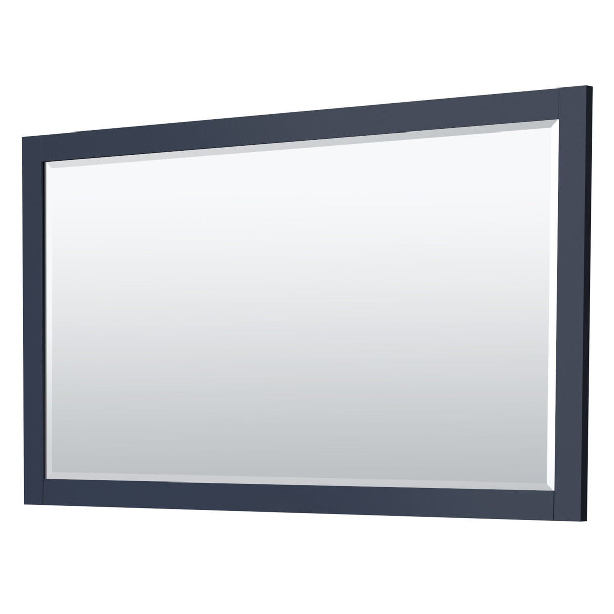 Miranda 60 Inch Double Bathroom Vanity in Dark Blue White Carrara Marble Countertop Undermount Square Sinks Matte Black Trim 58 Inch Mirror