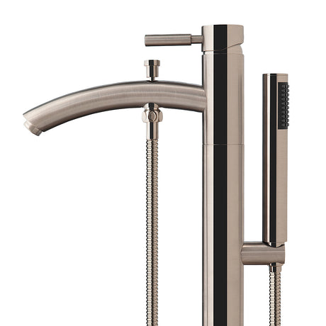 Taron Modern-Style Bathroom Tub Filler Faucet (Floor-mounted) in Brushed Nickel