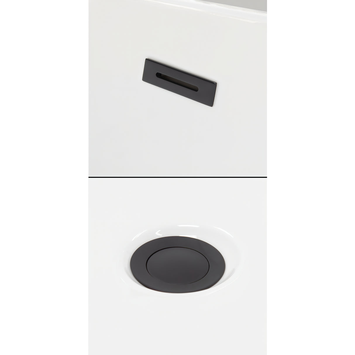 Ursula 67 Inch Freestanding Bathtub in White with Matte Black Drain and Overflow Trim
