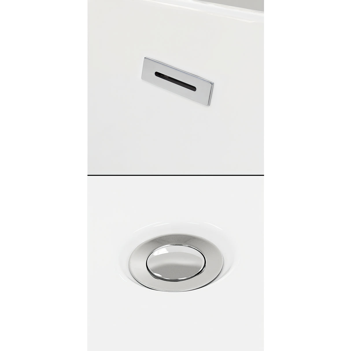 Juliette 60 Inch Freestanding Bathtub in White with Polished Chrome Drain and Overflow Trim