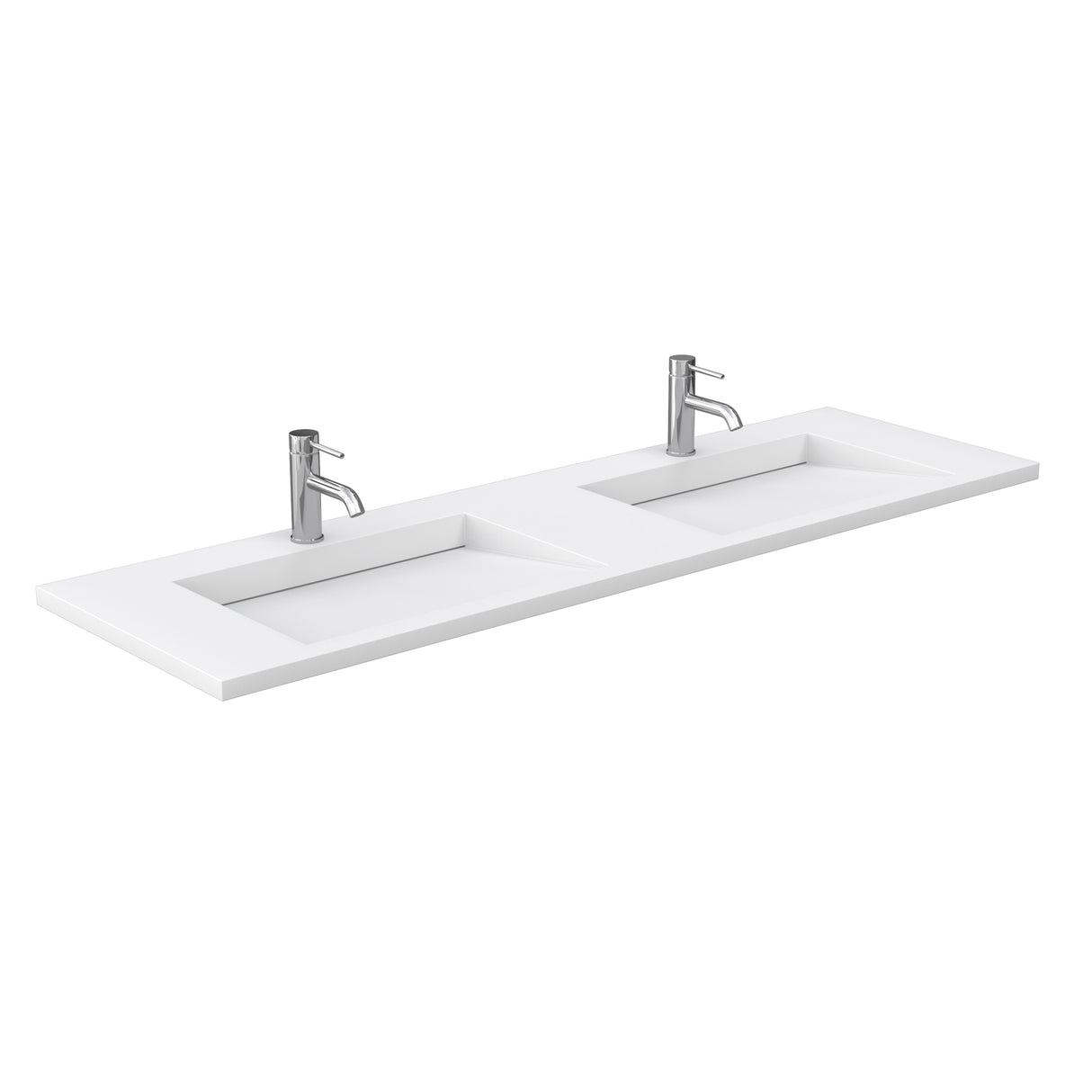 Miranda 72 Inch Double Bathroom Vanity in White 1.25 Inch Thick Matte White Solid Surface Countertop Integrated Sinks Matte Black Trim 70 Inch Mirror