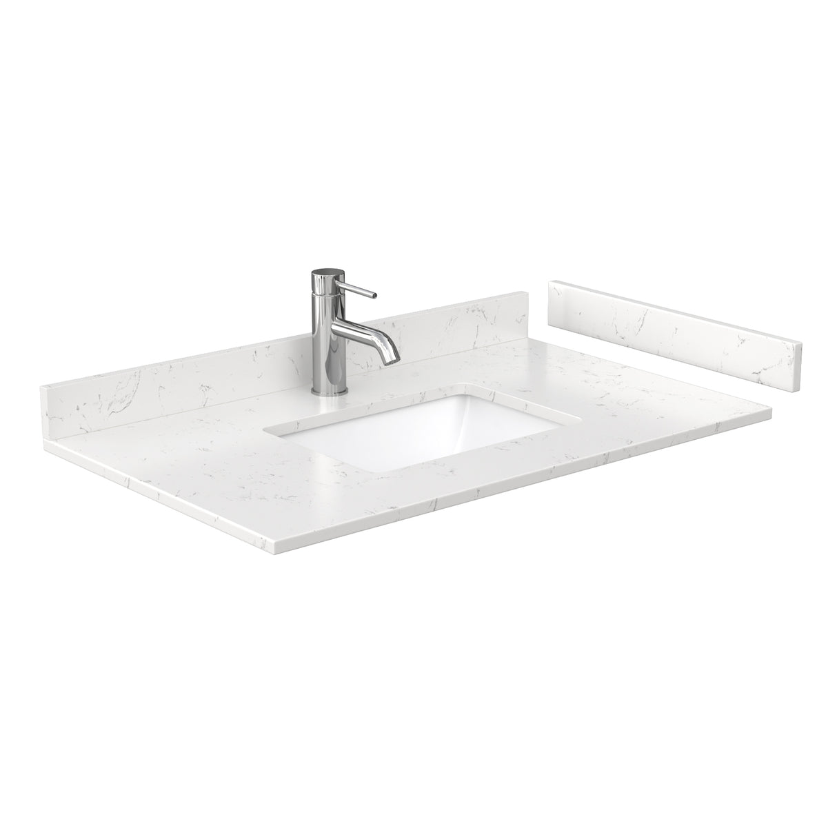 Sheffield 36 Inch Single Bathroom Vanity in White Carrara Cultured Marble Countertop Undermount Square Sink No Mirror