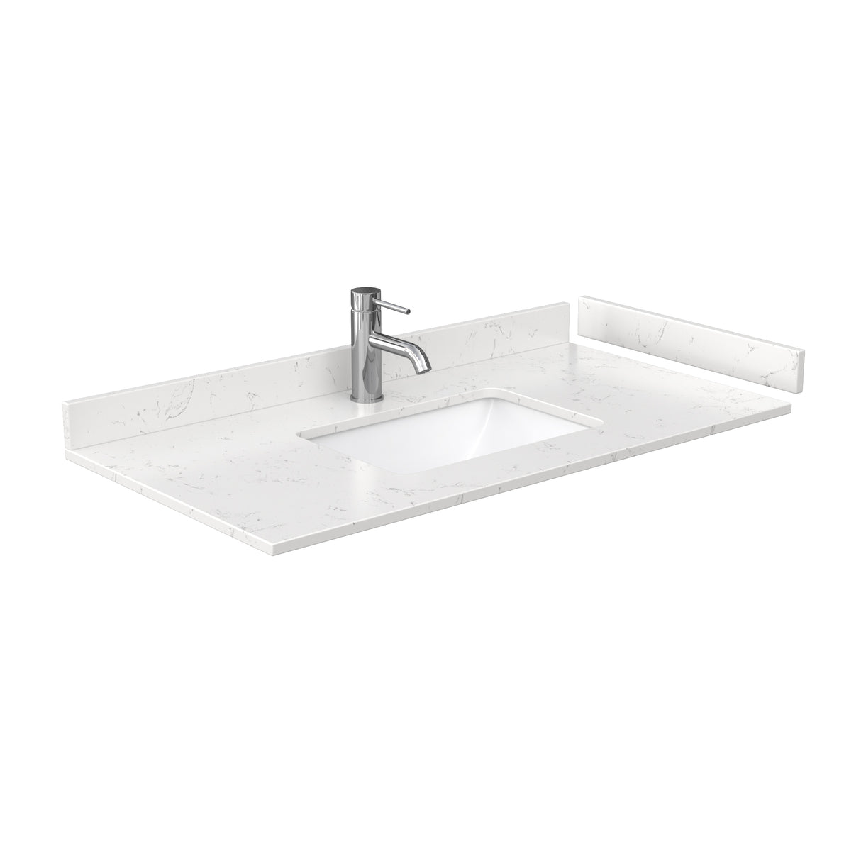 Amici 42 Inch Single Bathroom Vanity in White Carrara Cultured Marble Countertop Undermount Square Sink Satin Bronze Trim