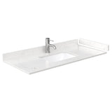 Daria 48 Inch Single Bathroom Vanity in White Carrara Cultured Marble Countertop Undermount Square Sink 46 Inch Mirror Brushed Gold Trim