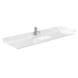 Beckett 66 Inch Single Bathroom Vanity in White Carrara Cultured Marble Countertop Undermount Square Sink No Mirror
