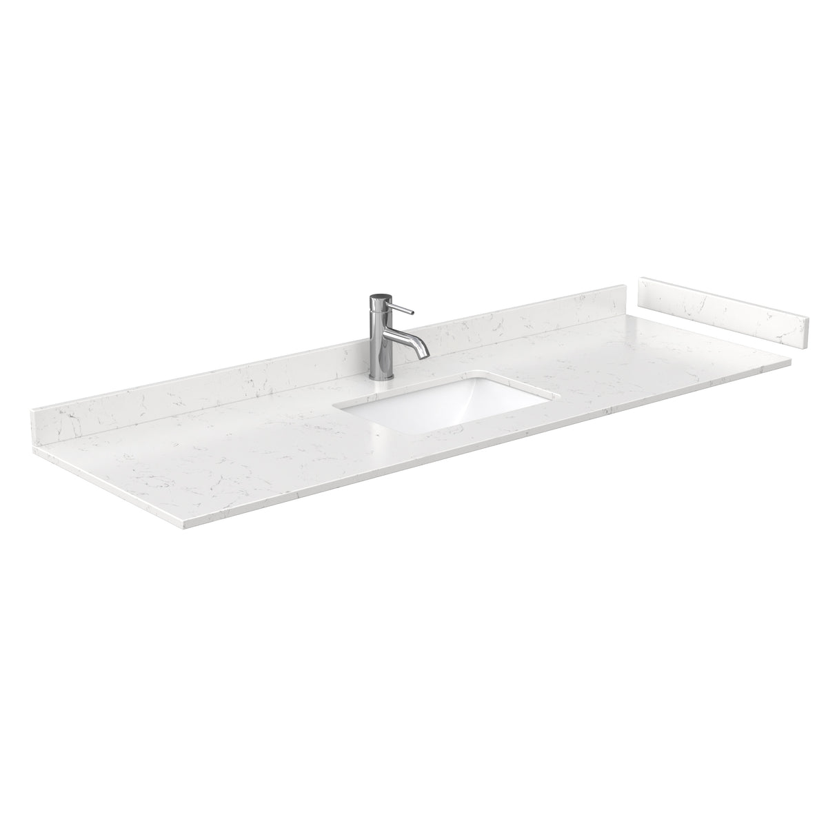 Beckett 66 Inch Single Bathroom Vanity in White Carrara Cultured Marble Countertop Undermount Square Sink Brushed Gold Trim