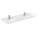 Sheffield 72 Inch Double Bathroom Vanity in White Carrara Cultured Marble Countertop Undermount Square Sinks 70 Inch Mirror