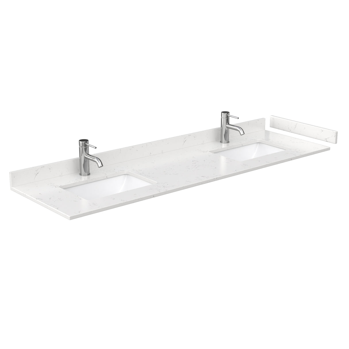 Sheffield 72 Inch Double Bathroom Vanity in White Carrara Cultured Marble Countertop Undermount Square Sinks No Mirror
