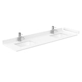 Miranda 72 Inch Double Bathroom Vanity in White White Cultured Marble Countertop Undermount Square Sinks Brushed Nickel Trim