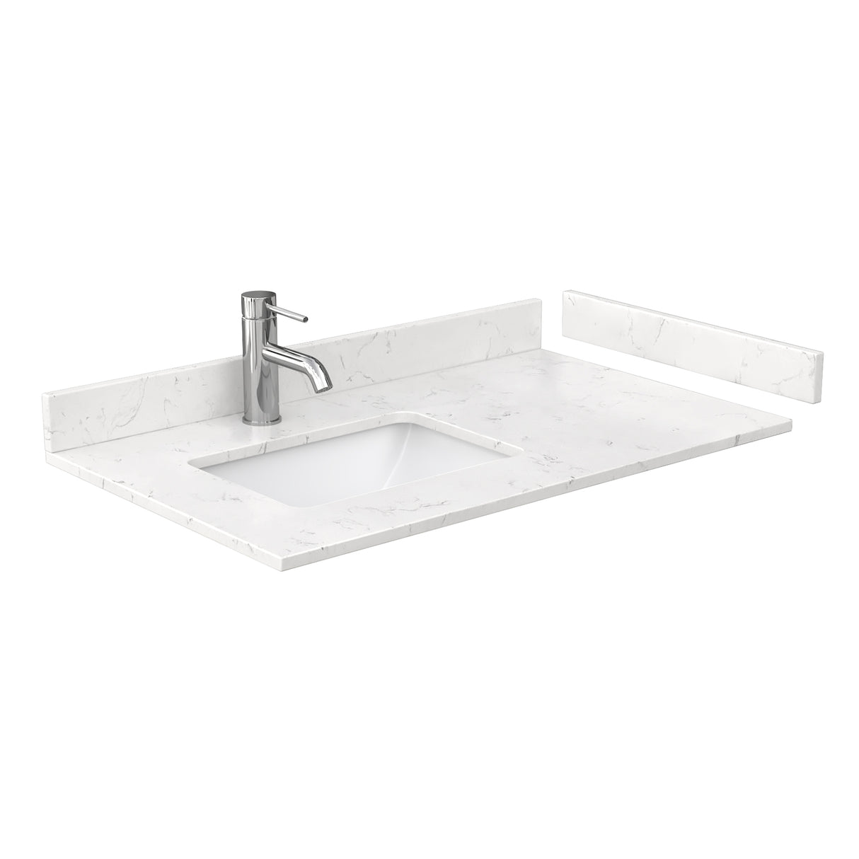 Beckett 36 Inch Single Bathroom Vanity in White Carrara Cultured Marble Countertop Undermount Square Sink Brushed Nickel Trim