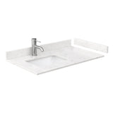 Beckett 36 Inch Single Bathroom Vanity in White Carrara Cultured Marble Countertop Undermount Square Sink Brushed Nickel Trim