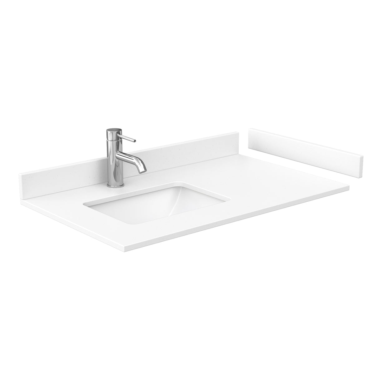 Beckett 36 Inch Single Bathroom Vanity in White White Cultured Marble Countertop Undermount Square Sink Matte Black Trim