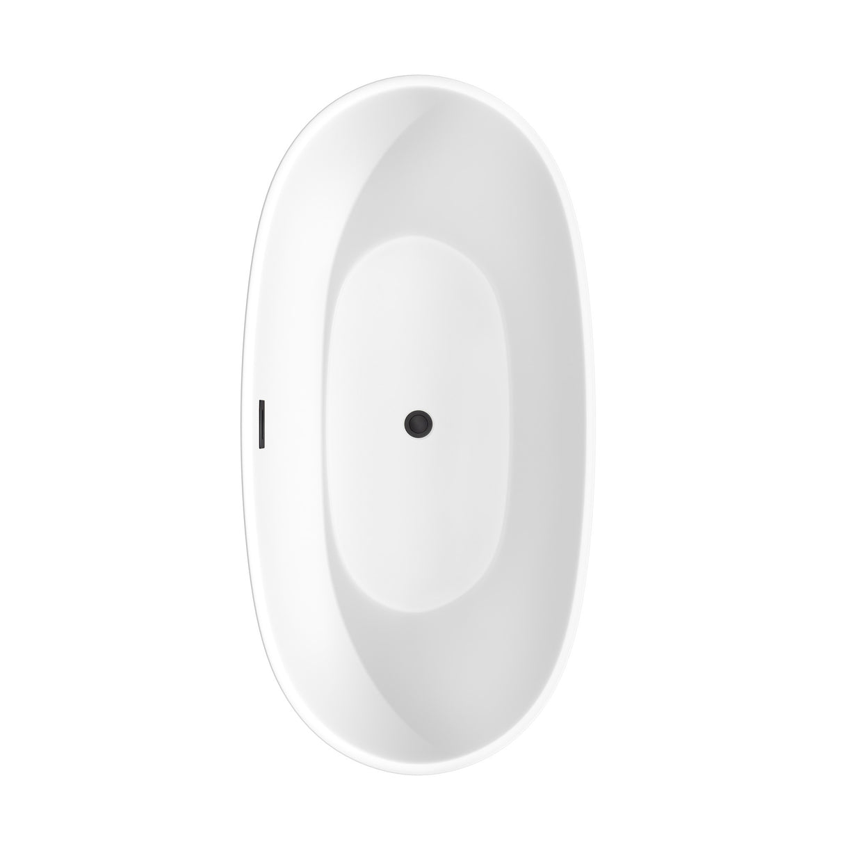 Juno 63 Inch Freestanding Bathtub in Matte White with Floor Mounted Faucet Drain and Overflow Trim in Matte Black
