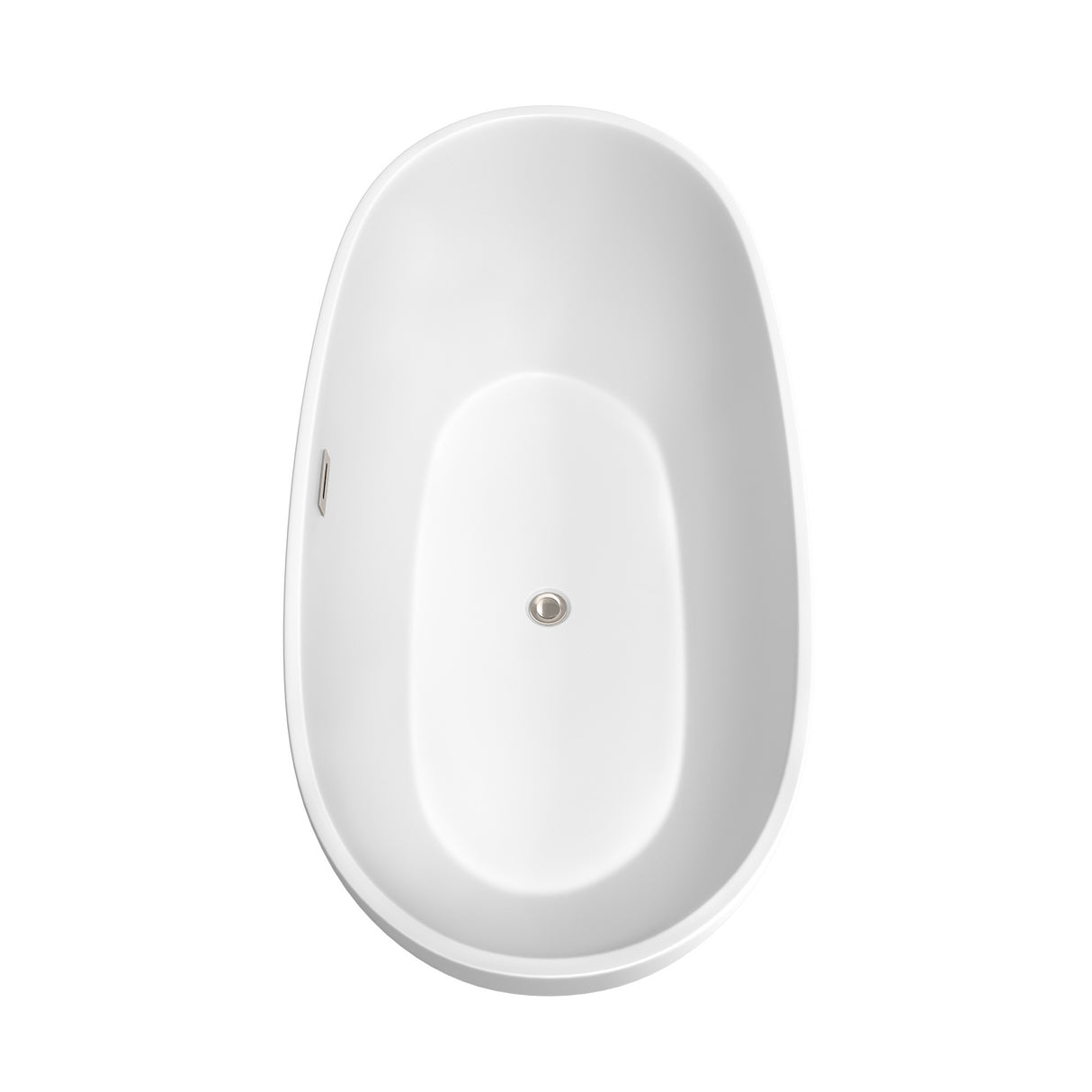Juno 67 Inch Freestanding Bathtub in Matte White with Brushed Nickel Drain and Overflow Trim