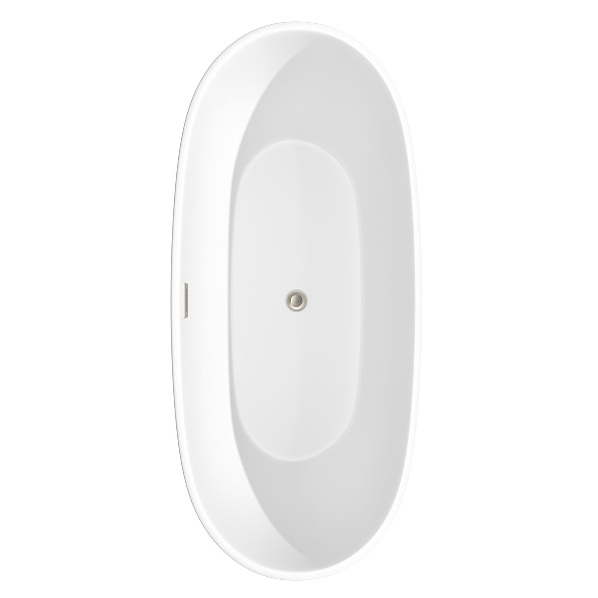 Juno 71 Inch Freestanding Bathtub in Matte White with Brushed Nickel Drain and Overflow Trim