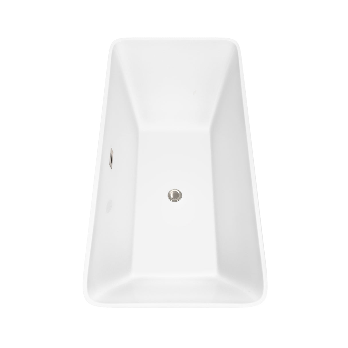Tiffany 67 Inch Freestanding Bathtub in White with Brushed Nickel Drain and Overflow Trim