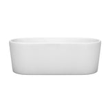 Ursula 67 Inch Freestanding Bathtub in White with Brushed Nickel Drain and Overflow Trim