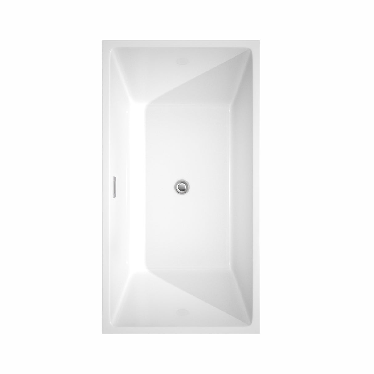 Sara 59 Inch Freestanding Bathtub in White with Polished Chrome Trim and Floor Mounted Faucet in Matte Black