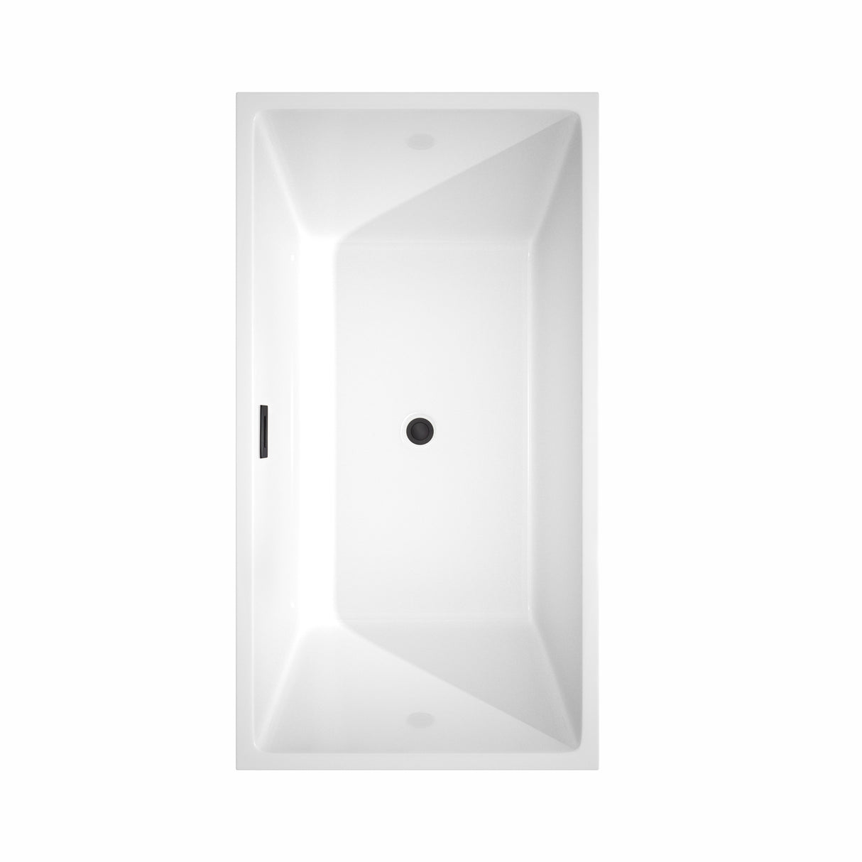 Sara 59 Inch Freestanding Bathtub in White with Matte Black Drain and Overflow Trim