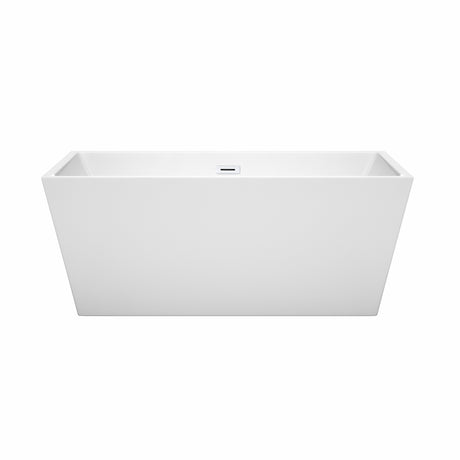 Sara 59 Inch Freestanding Bathtub in White with Shiny White Drain and Overflow Trim