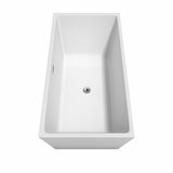Sara 63 Inch Freestanding Bathtub in White with Polished Chrome Trim and Floor Mounted Faucet in Matte Black